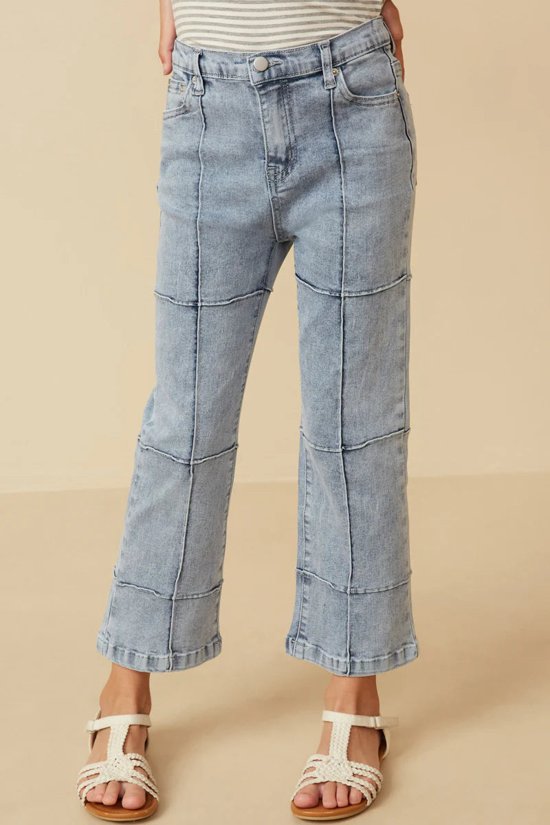 Lily Girls Washed Paneled Detail Denim Jeans