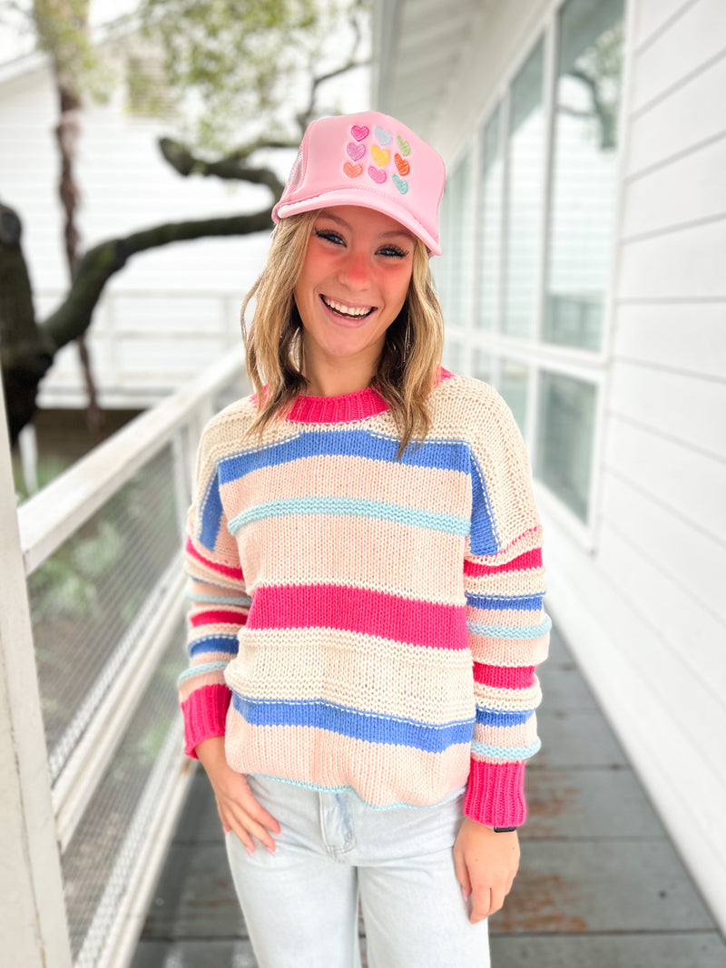 Hamlin Periwinkle and Pink Textured Sweater