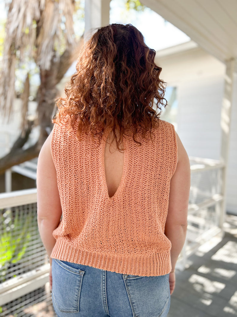 Kerens Apricot Sleeveless Lightweight Sweater