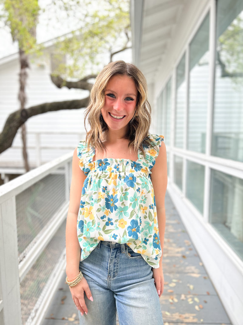 Kirbyville Ruched Floral Top